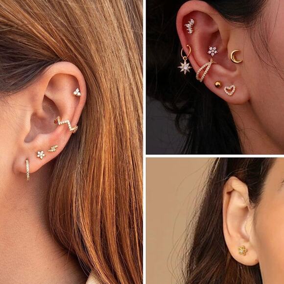 Sterling Silver Stud Earrings - Picture 3 of 3